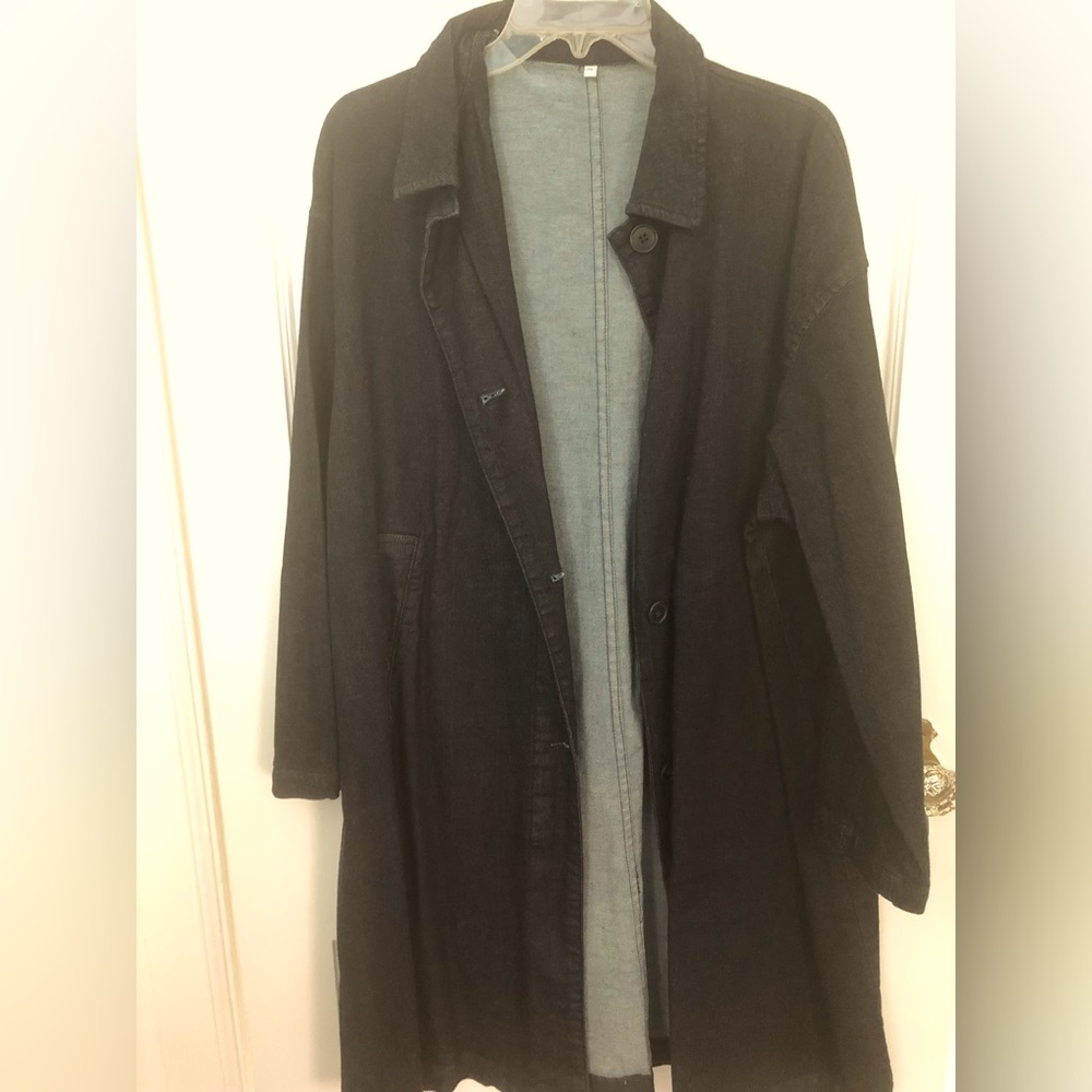 Dark Denim Long Muji Jacket XL-Bought in Japan